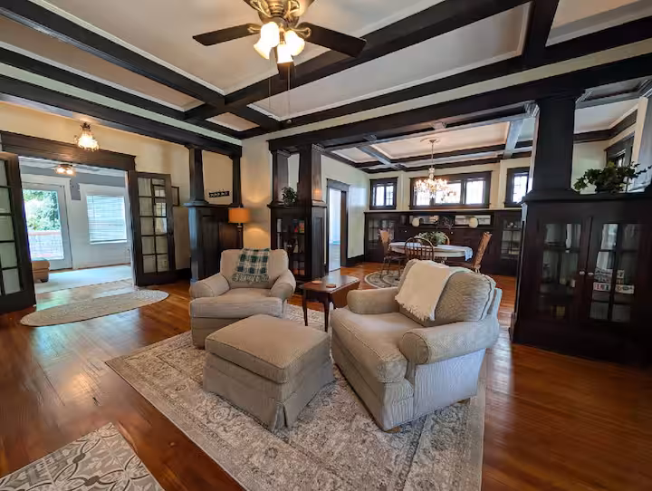 Formal living room with period columns